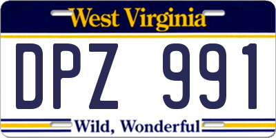 WV license plate DPZ991