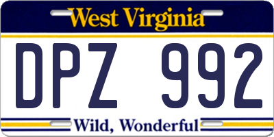 WV license plate DPZ992