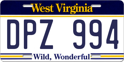 WV license plate DPZ994