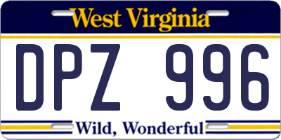 WV license plate DPZ996