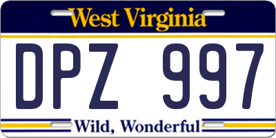 WV license plate DPZ997