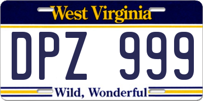 WV license plate DPZ999