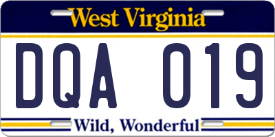WV license plate DQA019