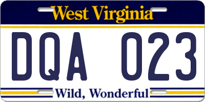 WV license plate DQA023
