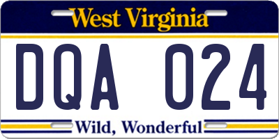 WV license plate DQA024