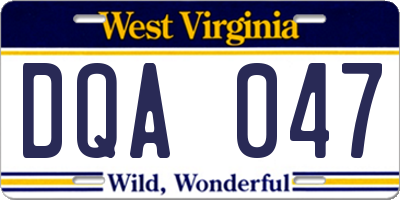 WV license plate DQA047