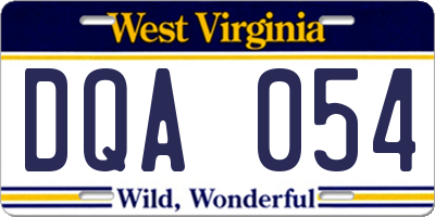 WV license plate DQA054