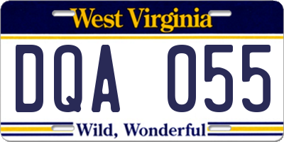 WV license plate DQA055
