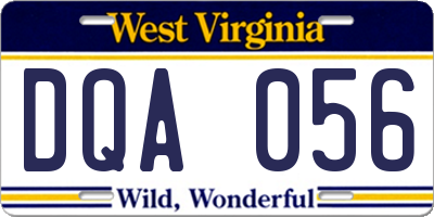 WV license plate DQA056