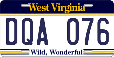 WV license plate DQA076