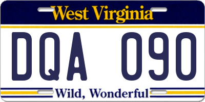 WV license plate DQA090