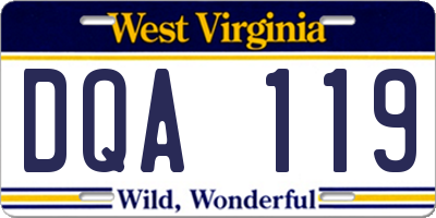 WV license plate DQA119
