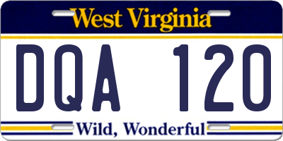 WV license plate DQA120