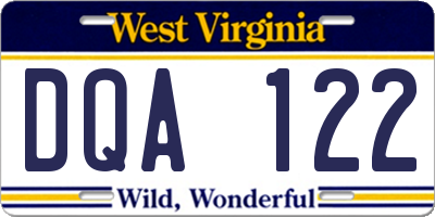 WV license plate DQA122