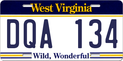 WV license plate DQA134