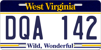WV license plate DQA142