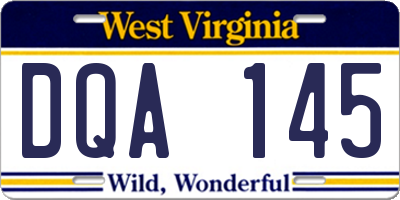 WV license plate DQA145