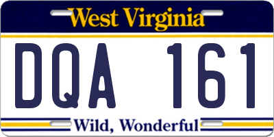 WV license plate DQA161