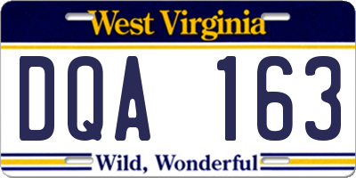 WV license plate DQA163