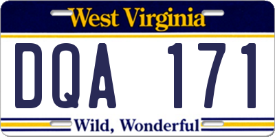 WV license plate DQA171