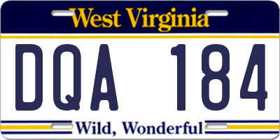WV license plate DQA184