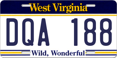 WV license plate DQA188
