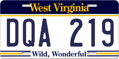 WV license plate DQA219