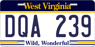 WV license plate DQA239