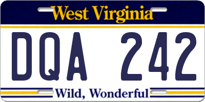 WV license plate DQA242