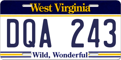 WV license plate DQA243