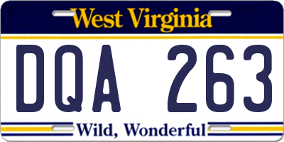 WV license plate DQA263