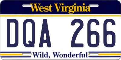 WV license plate DQA266
