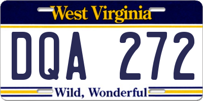 WV license plate DQA272