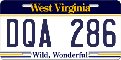 WV license plate DQA286