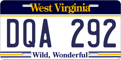 WV license plate DQA292
