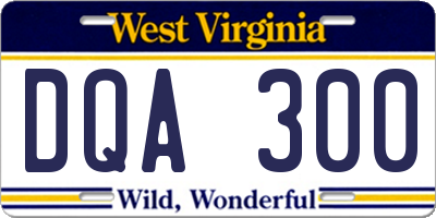 WV license plate DQA300