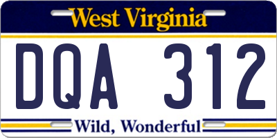 WV license plate DQA312