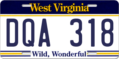 WV license plate DQA318