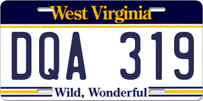 WV license plate DQA319