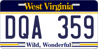 WV license plate DQA359