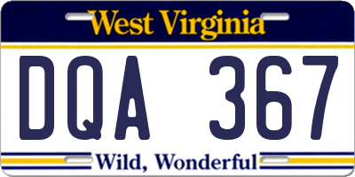 WV license plate DQA367