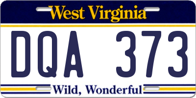 WV license plate DQA373