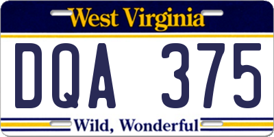 WV license plate DQA375