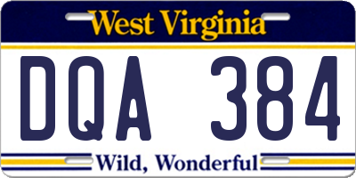 WV license plate DQA384