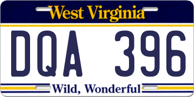 WV license plate DQA396