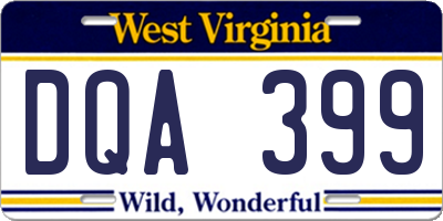 WV license plate DQA399