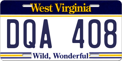 WV license plate DQA408