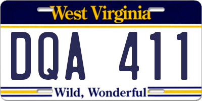 WV license plate DQA411
