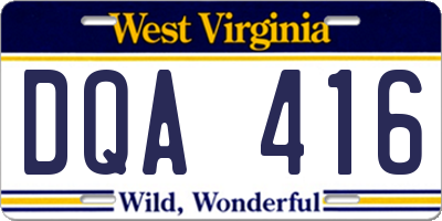 WV license plate DQA416