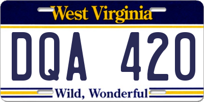 WV license plate DQA420